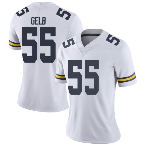 Mica Gelb Michigan Wolverines Women's NCAA #55 White Limited Brand Jordan College Stitched Football Jersey LSD3154WG